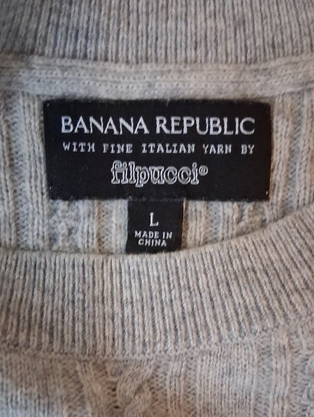 Women's Cable-Knit Crewneck Light Gray Merino Cashemere Blend Large - Picture 15 of 17